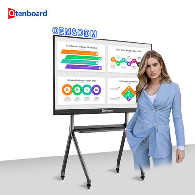 شراء Qtenboard 55 بوصة اللوحة الذكية التفاعلية مع دقة 4K 40-50 نقاط لمس ونظام التشغيل المزدوج ويندوز أندرويد 14.0 تصنيع عبر الإنترنت
