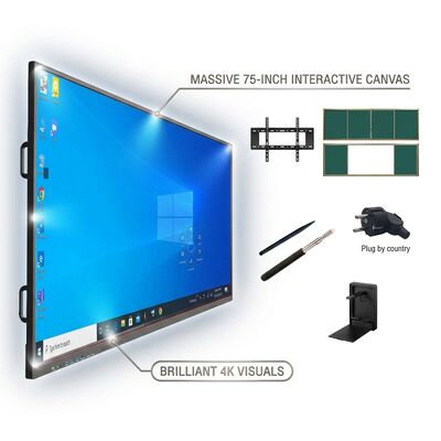 Купить QM-75HY 75-дюймовая 4K UHD интерактивная плоская панель Smart Whiteboard с двойной системой и 50-точечным касанием Производство в сети