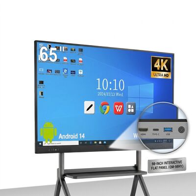 ซื้อ QM-98HY 98 นิ้ว 4K UHD Interactive Flat Panel รูปแบบขนาดใหญ่สมาร์ทไวท์บอร์ด Multi Touch Screen การผลิตออนไลน์