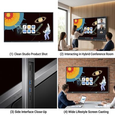 Comprar QM-75HY Painel Interativo de 75 Polegadas Câmera de 48MP Array de 8 Microfones Quadro Branco Inteligente para Conferência Fabricação em linha