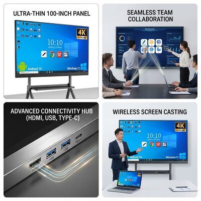 Comprar QM-100HY 100 Polegadas Painel Plano Interativo 4K UHD WiFi Câmera Bluetooth Áudio Quadro Branco Inteligente Fabricação em linha