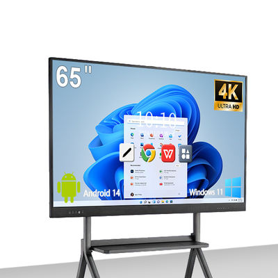 4K Screen Interactive Whiteboard with 40-50 Touch Points and Android 14 System for Education and Meetings