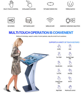 Qtenboard 43/55 Inch Interactive Kiosk with 10-Point Capacitive Touchscreen 3840x2160 Resolution and IP54-Rated Casing