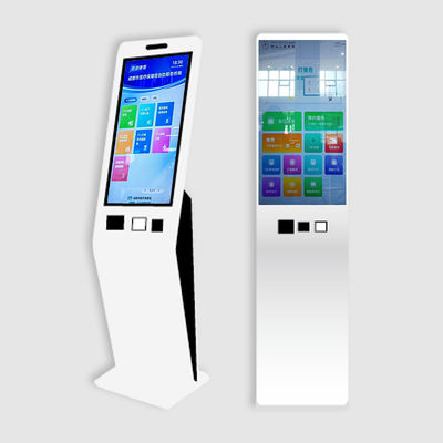 Qtenboard Oem 27 Inch Floor Stand Automated Meal Ticket Payment Queue MachineSelf Service Kiosk for Bank / Hospital / Station
