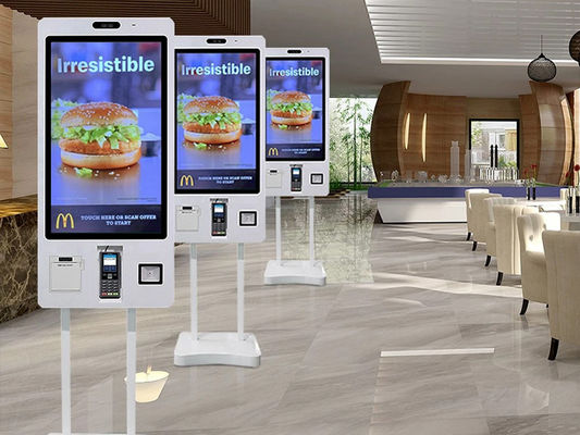 Qtenboard Food Automatic Credit Card Coin Cash Payment Kiosks Terminal Self Ordering Self Service Kiosk in Snack Bar Fast Food Restaurant