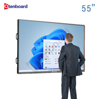 Qtenboard 55 Inch Interactive Whiteboard with 4K Resolution 40-50 Touch Points and Dual OS for Classroom and Office