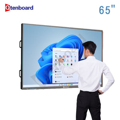Qtenboard 65 Inch Interactive Panel Smart Board with 4K Resolution 40-50 Touch Points and Dual OS for Conference and Education