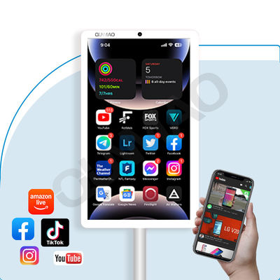 Qtenboard Interactive 21.5 27 32 Inch Smart Mobile Touch Screen Portable TV 2k HD Display Android 13 Rolling TV Stand Portable
