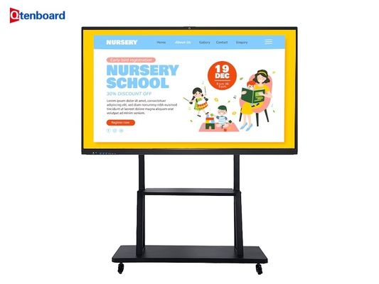 Qtenboard 65 75 اینچ صفحه نمایش 4K صفحه سفید تعاملی با اندروید 14.0 و عملکرد هوش مصنوعی صفحه هوشمند