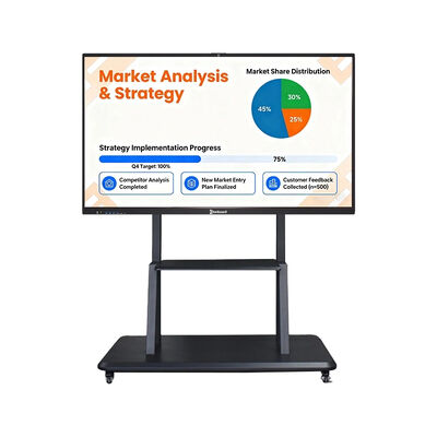 Tableau blanc intelligent 4K alimenté par l'IA avec partage d'écran sans fil et double système d'exploitation pour les salles de réunion hybrides d'entreprise de nouvelle génération