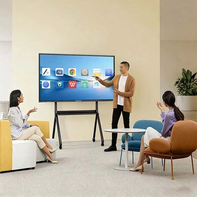 75 Inch 4K Smart Whiteboard with Android 14 40 Touch Points Built-in Teaching Software for Classroom Education