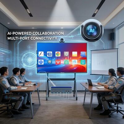 65 Inch Smart Interactive Whiteboard 100 Point Touch 4K UHD Warm Light Anti Blue Light Eye Care Display for Classroom