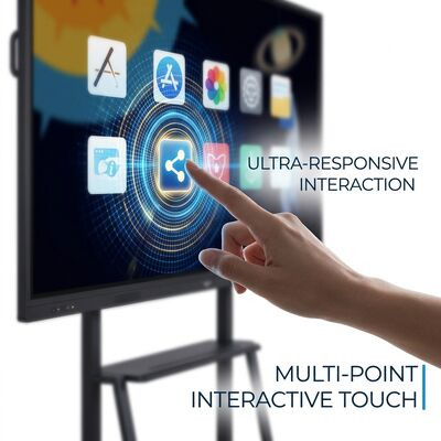 75 Inch 4K AI Gesture Control Interactive Whiteboard 100 Point Touch Adaptive Warm Light Display for Education