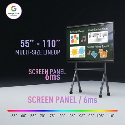 65 Inch 4K AI Smart Interactive Whiteboard 100 Point Touch Screen with Voice Control Warm Light Eye Protection Display