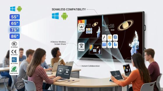 110 Inch Wireless Casting 4K Smart Interactive Whiteboard QM-110HY with Multi Device Screen Mirroring Classroom