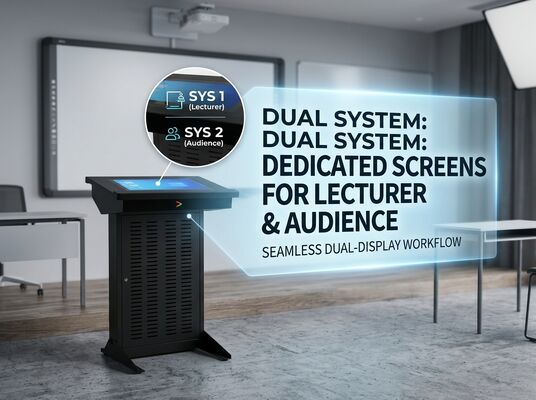Podio Digital Qtenboard de 21.5 pulgadas con pantalla táctil FHD, sistema dual Windows 11 y Android 12, y pantalla táctil capacitiva de 10 puntos para aulas inteligentes