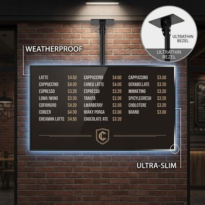 QM-4915GPW 49 Inch Digital Menu Board with 4K UHD Display and Dustproof Waterproof Design for Restaurants