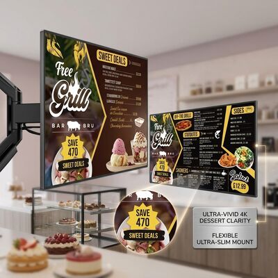 QM-4315GPW 43 Inch 4K Digital Menu Board Cloud Sync Publishing for Chain Restaurant Multi Store