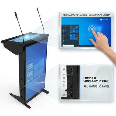 43-22 Inch Digital Podium Windows 11 Multi-Interface Conference Room Presentation Lectern