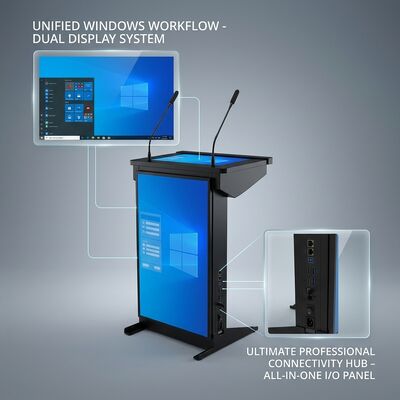 55-32 Inch Large Dual Screen Digital Podium Windows 11 Pro Auditorium Integrated Control Lectern